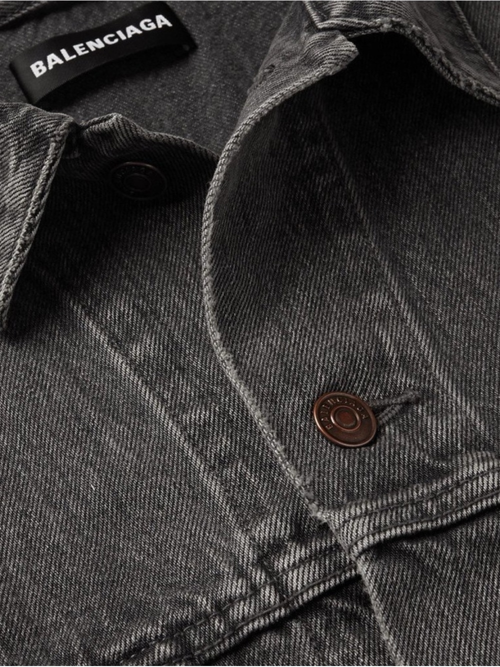 Authentic Gray Black Balenciaga Logo boxy Denim Jacket Men IT44 Designer Jacket - Picture 11 of 12